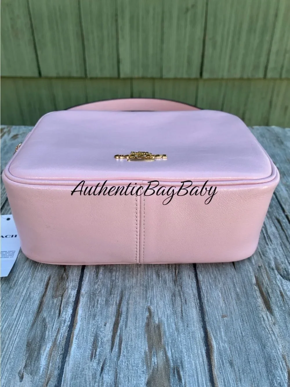 Coach Mini Carey Crossbody Bag In Light Pink Shiny Leather Purse